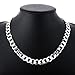 Cy trendy New Men's Fashion Jewelry 925 Sterling Silver Plated 12MM Curb Chain Necklace 20 inch (12mm width)