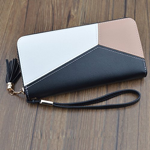 Wallet-NEWANIMA Women Multi-card Long Clutch PU Leather Fashion Purse Lady Handbag Bag With Credit Card Holder(Style2-Black)