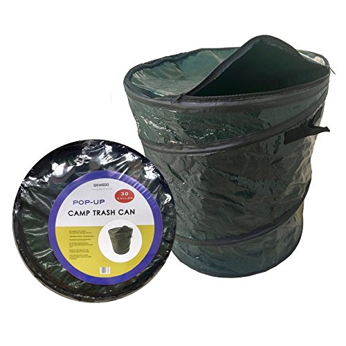 Oswego Pop-Up Collapsible Travel Camping Garbage Trash Recycle Cans, 30 Gallon (Dark Green, 1)