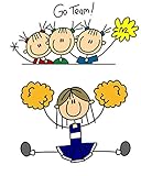 Go Team Cheerleader 2019 Daily Planner: Stick Figure Girls Cheering Go Team Sports Cheerleader 2019 by Peacock Cards