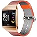 Fitbit Ionic Bands Nylon for Women Men, hooroor Woven Nylon Replacement Sport Wrist Band Strap with Classic Metal Buckle for Fitbit Ionic Smart Watch Smoke Gray Silver Burnt Orange