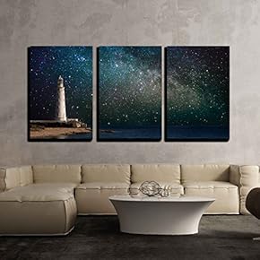 Lighthouse at Night x3 Panels