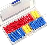 Ginsco 100pcs 10-22 AWG Assorted Insulated Straight Wire Butt Connector Electrical Crimp Terminal Connectors