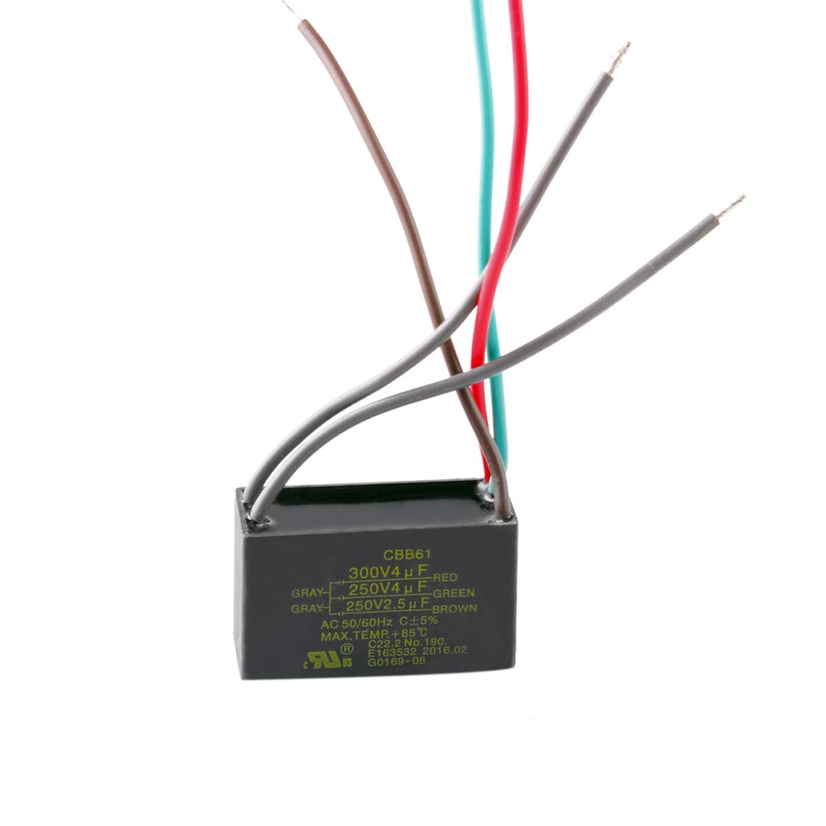 1x 250v 300v Cbb61 Start Run Ceiling Fan Capacitor 5 Wire 4uf 4uf
