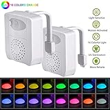 2-Pack 16-Color Toilet Night Light UV Sanitizer Gadget, Motion Sensor Activated LED Lamp, Fun Bathroom Lighting Add on Glow Bowl Seat w/Aromatherapy - Novelty Gifts for Dad, Adults, Kids & Toddlers.