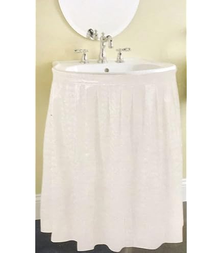 Better Home Mosaic Fabric Sink Skirt - Self-Adhesive, Water Repellent, Standard Size 50" X 34", White