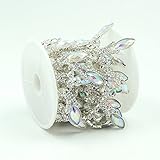 Seasofbeauty AB Resin Crystal Clear Glass Rhinestone Bridal Trim Fashion Chain 1 Yards Silver