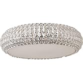 ET2 E21801-20PC Bijou Modern Crystal Round Flush Mount Ceiling Lighting, 6-Light Xenon 240 Total Watts, 6" H x 16" W, Chrome