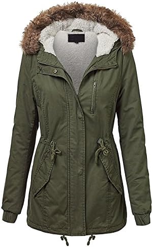 NYLA Women's Verstile Solid or Fur Shearling Lined Anorak Jacket 777_OLIVE 3XLARGE