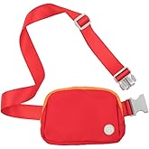 Rubina Anywhere Belt Bag | Crossbody & Chest Bag for Women & Men | Unisex Hip Waist Pack for Hiking, Workout, Running, Travel & Festivals | Adjustable Strap | Inferno (Red/Gray)