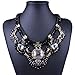 18K Gold Resin Bead Leather Rope Flower Statement Rhinestone Bib Choker Necklace