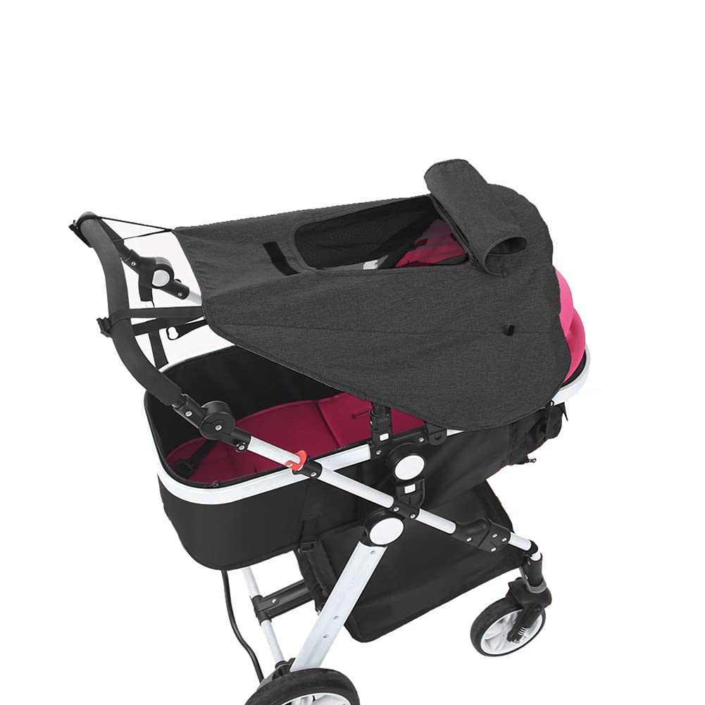 Stroller Sun Shade Canopy Universal Baby Pushchair Cover Waterproof Buggy Sunshade Pram Parasol Wide UV Protection Awning UPF 50 Sun Shield with Viewing Window for Pushchair Stroller Buggy Pram