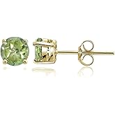 Sterling Silver Treated Kiwi Topaz Round Stud Earrings, 6mm