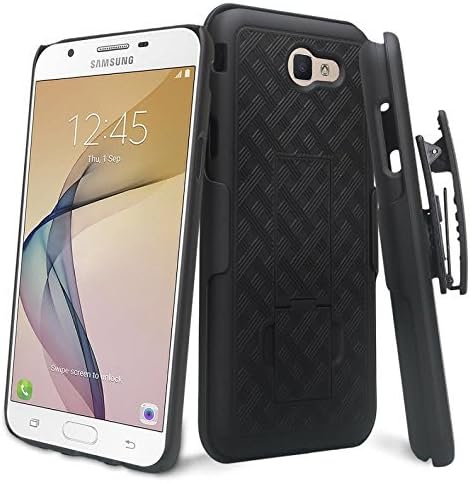 Zase Case for Samsung J7V Case, Galaxy J7 Prime, J7 Perx, J7 Sky Pro Tough Holster Rugged Slim Protective Case Defender Armor Swivel Belt Clip [Kickstand] Galaxy J7 (2017) (Black Holster Combo Case)