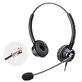 RJ9 Phone Headset for Office Phone with Noise Cancelling Microphone, Binaural Telephone Headsets Work for Yealink T21P T23G T27G T29G T33G T41P T41S T46S T46G T48S T53W Avaya 9608 9611 9630 J169 J179