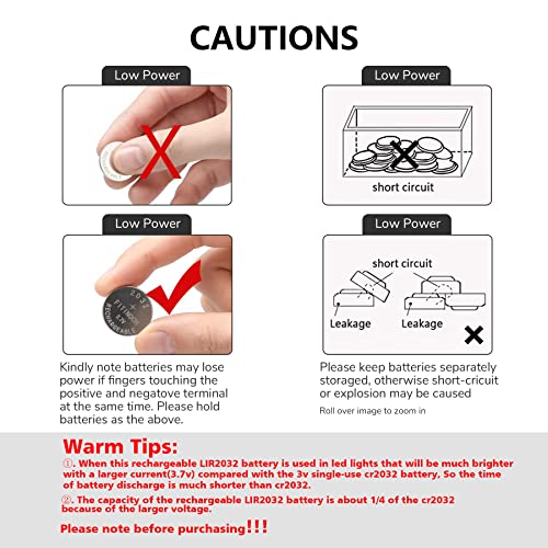 Rechargeable 2032 Battery, FITINOCH LIR2032 Button Battery Can Replace