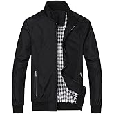 perdontoo Men's Casual Shell Jacket Zip Up Windbreaker Outdoor Recreation Coat