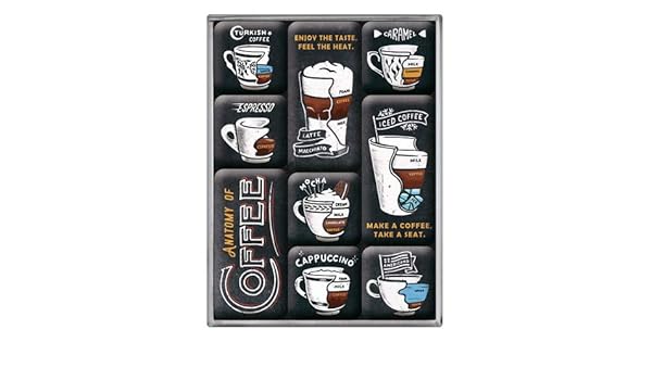 Nostalgic-Art 83112 Anatomy of Coffee - Imanes (9 Piezas), diseño ...
