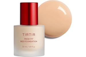 TIRTIR Mask Fit Red FoundationㅣLong Lasting Flawless Coverage, Energy Essence, Lightweight, Hydrating, Pore-Blurring, Breathable Satin Finish, Makeup, Radiant Skin, #22N Shell Beige, 1.01 Fl Oz
