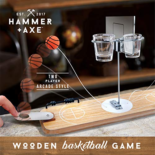 Hammer and Axe 2Player Desktop Wooden Basketball Game, Vintage
