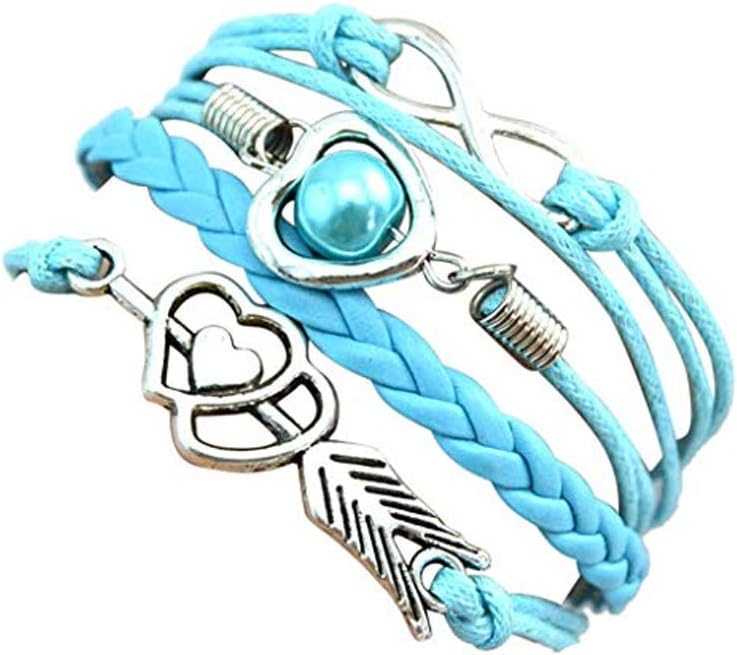 Men Women Lucky Leather Infinity Endless Love Rope Bracelet Wrap Cuff All Days Good Luck Jewelry