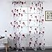 HUTO Rod Pocket Sheer Curtains for Living Room 84 Inches Long Red Rose Curtain Panels Sheer Drapes for Girl Bedroom 2 Panels