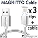 Lightning Cable, iPhone USB Charging Cable MAGNITTO Magnetic USB charger cord+3 Lightning Adapters, Nylon Braided Cord Premium Durable for iPhone X / 8 / 8 Plus / 7 / 7 Plus / 6 / 6 Plus / 5S GEN2
