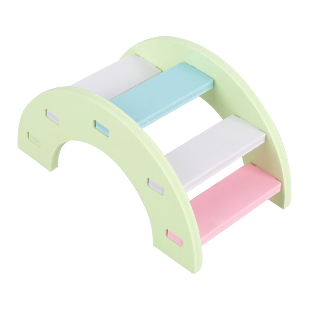 Wooden Hamster Play Bridge Toys, Rainbow Seesaw Play Bridge Exercise Toys for Pet Guinea Pig Mice[green]