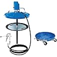 Macnaught Legendary P6TR 50:1 Air-Operated Greasing Pump for 120 lb. Drum. Includes Booster Gun, Hose and Trolley, Low Air Consumption (3CFM)