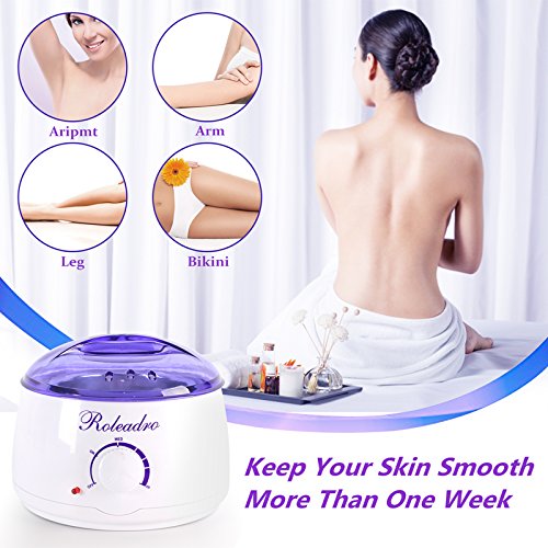 Roleadro Wax Warmer/Hair Removal Waxing Kit/Wax Heater with 4 Cans Hard Wax Beans/2 Heart-Shaped Bowl/20 Wax Applicator Sticks
