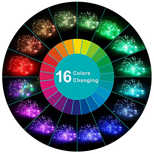 Kaulsoue 132 Lighting Modes 16 Colored, Battery Operated Powered 16.4ft 50 Led Fairy Lights Color Changing. Led String Lights with Remote, with Timer, for Bedroom Indoor Christmas 2 Pack
