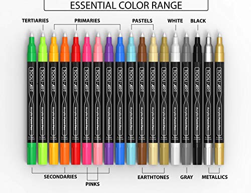 TOOLI-ART 18 Acrylic Paint Pens Assorted Markers Set 0.7mm Extra Fine Tip for Rock, Canvas, Mugs, Mo - //coolthings.us