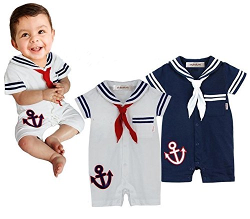 StylesILove Baby Boy Sailor Anchor Costume Romper - 2 Colors