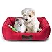 Fluffy Paws Pet Bed Crate Pad Premium Bedding w/Inner Cushion for Dog/Cat [Luxury Plush Series], Magenta Red Burlap Bed - Small 22