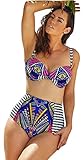 PEGGYNCO Womens Novelty Print High Waist Bikini