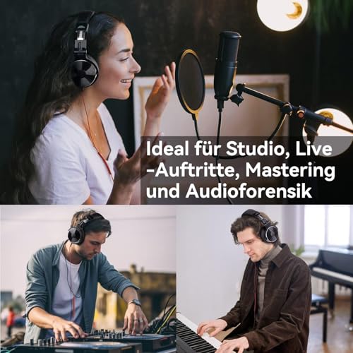 OneOdio Over Ear Studio Headphones with Cable with 6.3 mm & 3.5 mm Jack, Closed DJ Headphones with 50 mm Driver, Bass Sound