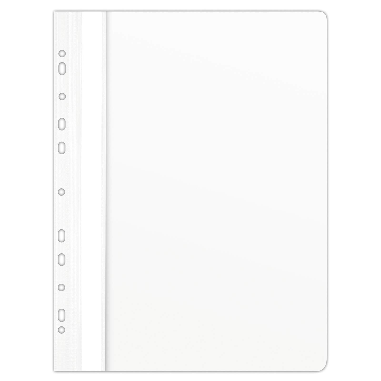 DONAU 1704001PL-09 Plastic File Folder Perforated A4 White Transparent Folder Plastic Durable PVC Hard Crystal Clear Cover Sheet Clamp Folder for Office and School Euro Punched Pack of 10