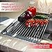 FERGRELM U-Click Plaza, Over The Sink Multipurpose roll-up Dish Drying Rack, Silicone Coated Stainless Steel, Cooling Rack, Large 20.5 inches x 13 inches, Gray, Comes with Bonus Silicone Pot Holder
