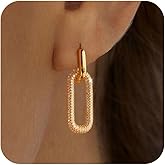 PHXGE Gold Hoop Earrings for Women Trendy, 14K Gold Plated Chunky Hoops Dangle Thick Huggie Earrings Dainty Hypoallergenic Lightweight Jewelry