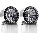 INJORA RC Rims 4pcs 1.9 Inch Beadlock RC Wheel Rim Set Wheel Hub for 1:10 RC Crawler Axial SCX10 SCX10 II 90046 SCX10 III AXI03007 TRX4 D90 12mm Hex (Black&Gray)