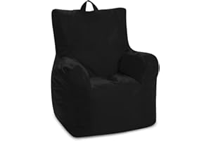 Posh Creations Bean Bag Chair Structured Seat for Toddlers and Kids, Comfy Chair for Gaming, Reading, and Watching TV for Children, Pasadena Chair, Microsuede - Black