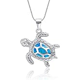 PUPILLEMON Blue Opal Sea Turtle Necklace Sterling Silver Necklace Fine Jewelry For Women Gifts