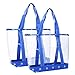VENO 2 Packs Large Clear Bag, Transparent Vinyl PVC Tote Bag, Long Shoulder Handbag with Zipper Closure for Stadium, Event, Outdoor, Beach, Pool, Work, Sports Games, Shopping, Grocery (CYN)