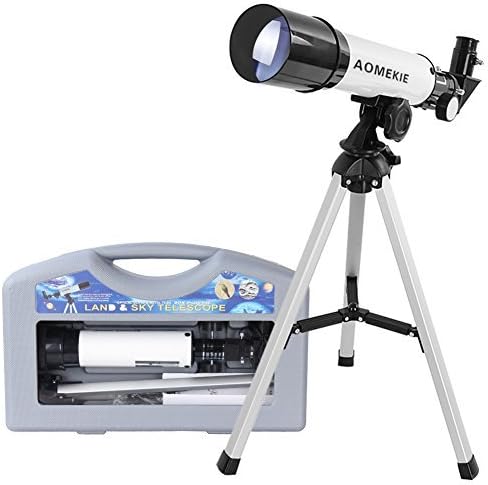 Aomekie Telescope for Kids Beginners Astronomy 50/360 Portable Astronomical Telescopes Refractor with Tripod Hand Case and 1.5X Erecting Eyepiece(F36050)
