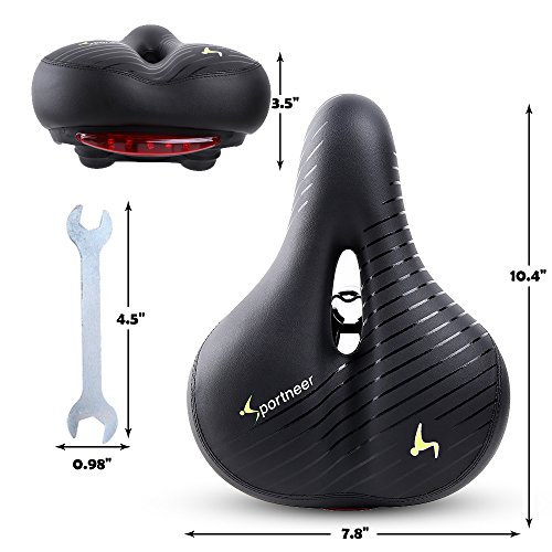 image for Bike Seat Sportneer Comfortable Bike Saddle,Soft Foam Padded Wide Bicy
