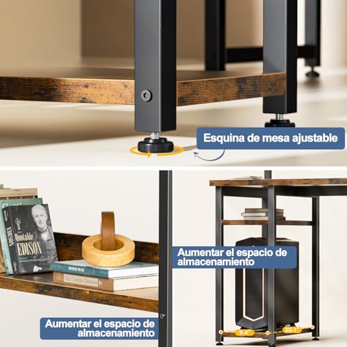Escritorio para Computadora,Escritorio Minimalista con Estante Removible,Estructura de Acero,Escritorio de Oficina,Moderno Escritorio para Oficina en Casa,Robusto y Duradero (137*102*86 CM)