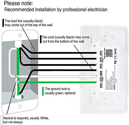 Youngzuth Smart Switch, 2.4Ghz Wi-Fi Light Switch Compatible with Amazon Alexa and Google Home/IFTTT,Voice/Remote Control, Timer Setting,No Hub Required, Applicable to Family/Office(2 Gang)