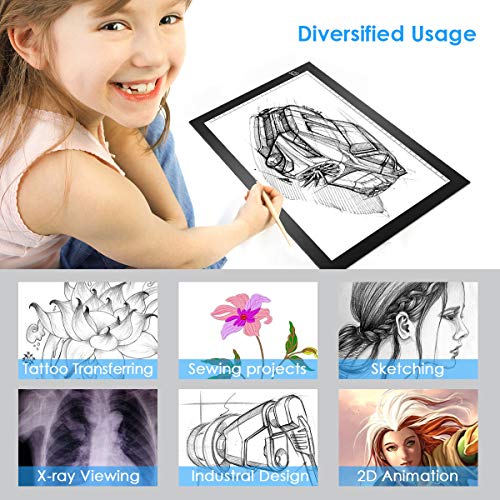 Light Box, Toys for 4-5 Year Old Boys LED Drawing Tablet Light-Up Tracing Pad A4 Ultra-Thin USB Portable LED Light Box Kids Toys for Boys and Girls Ages 6, 7, 8, 9,10 with 3 Level Brightness