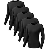 Orrfreer 5 Pack Women's Compression Shirts Long Sleeve Workout Tops Athletic Dry Fit Base Layer Running Gym Yoga