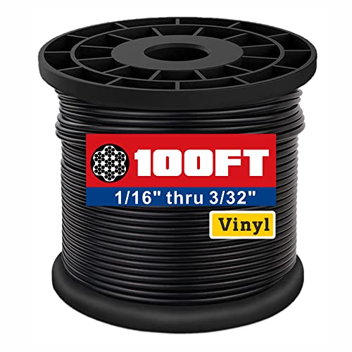 TOYELIU 304 Stainless Steel Vinyl Coated Wire Rope - 200ft, 1/16" To 3/32", For Hanging String Lights & Outdoor Guide Wire